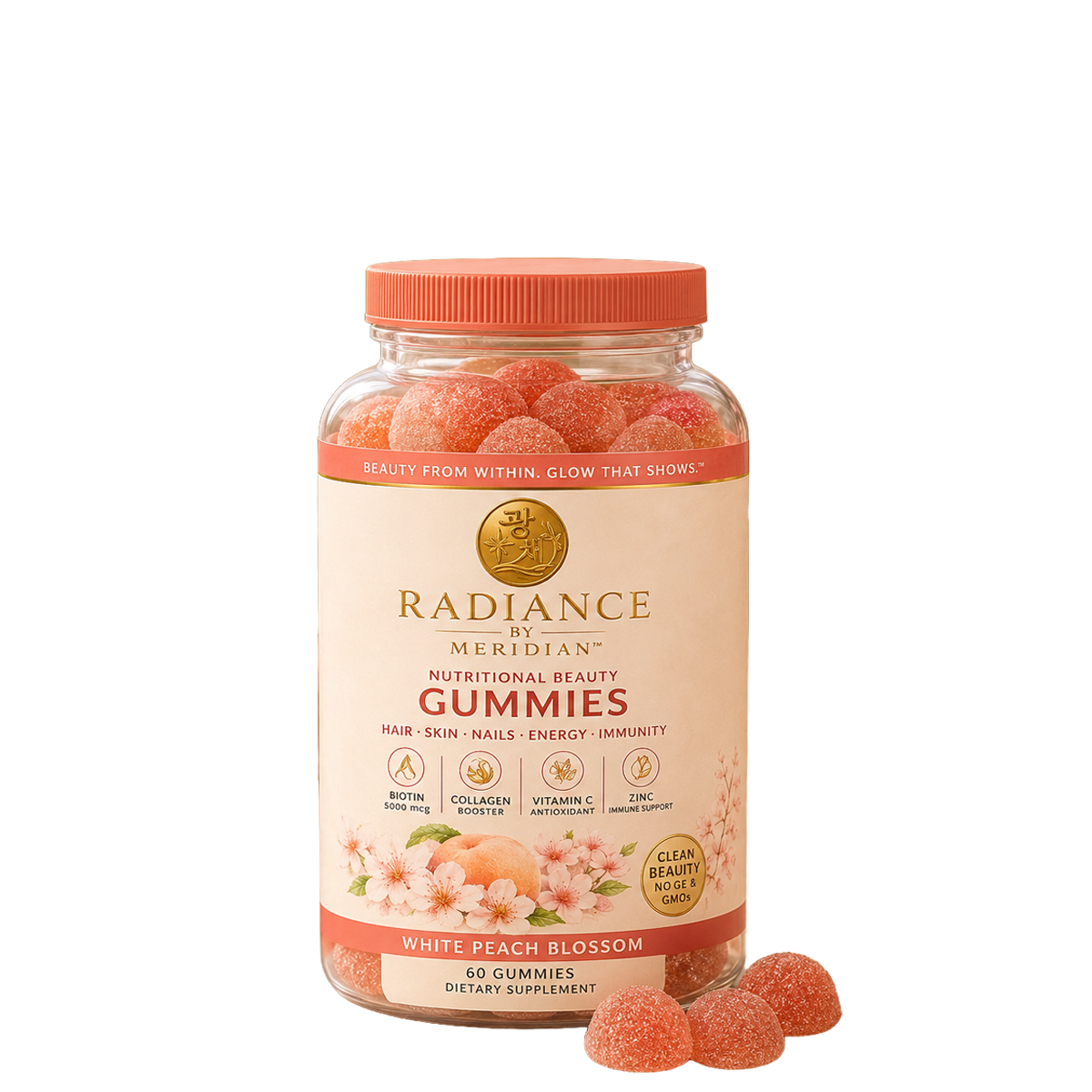Radiance Beauty Gummies White Peach Blossom bottle